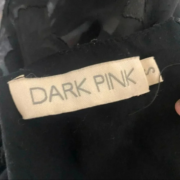 DARK PINK‎ S black cold shoulder long sleeve ruffle & lace up front dress - Picture 8 of 8